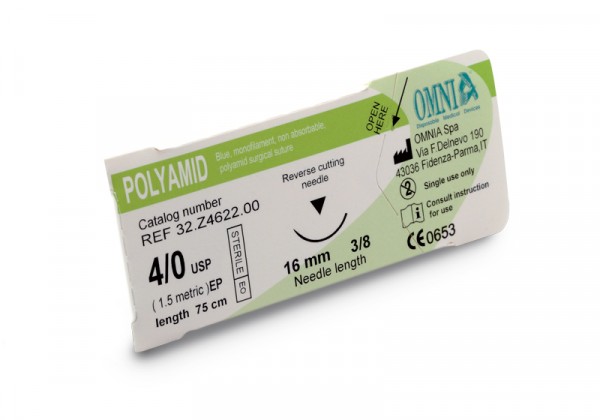 Polyamid Nahtmaterial 6-0, monofil, 75 cm,